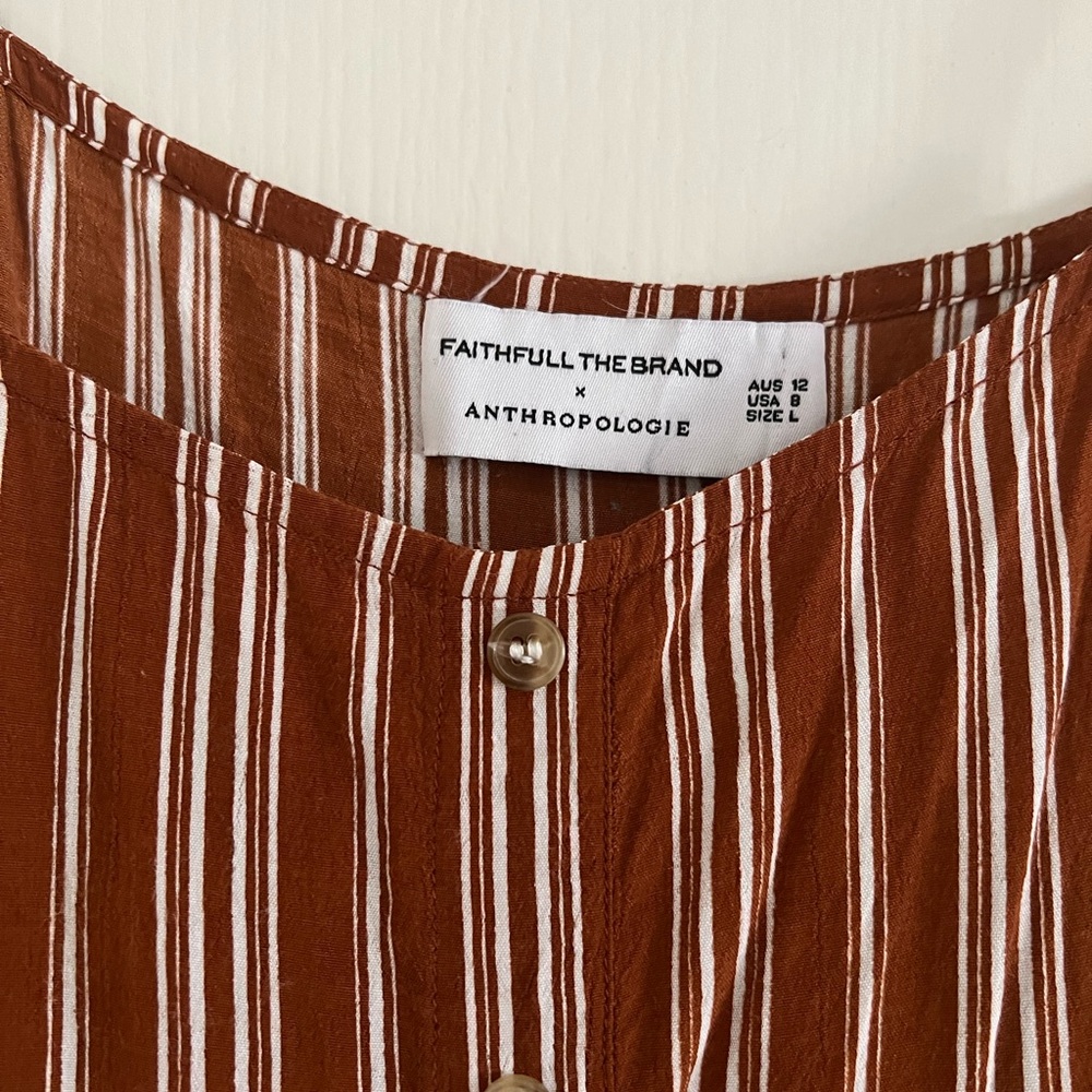 Faithfull the Brand x Anthropologie Terracotta and White Striped Midi Dress - Picture 3 of 5